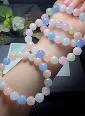 极速超水润的摩根石手链 糖果色 颜色也是M相当美 天然水晶手串饰