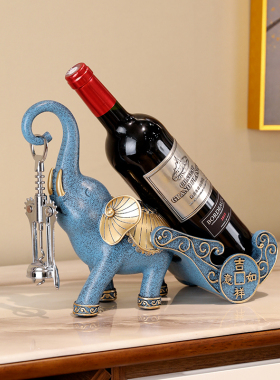 新品新中式大象红酒架摆件斗柜餐边柜酒托乔迁新居礼X品酒吧酒柜