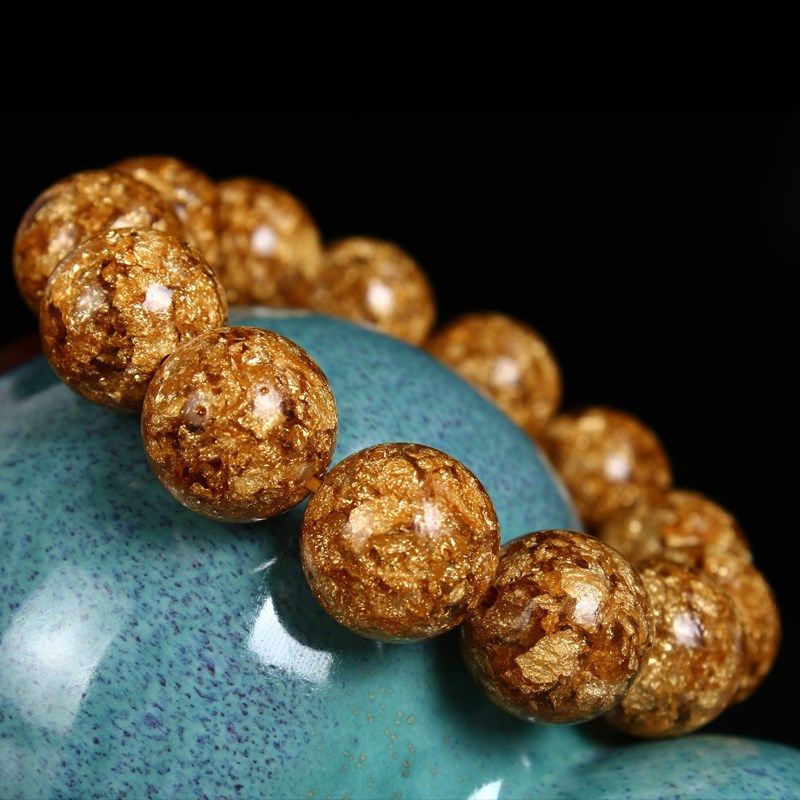 极速金箔圆珠散珠子m6-20mmDIY手链成品单圈佛珠男女情侣手串