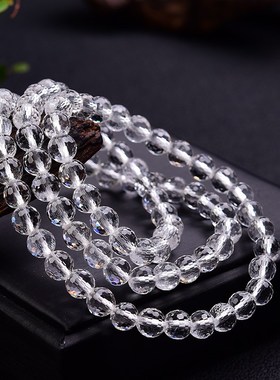 极速天然白水晶刻面三圈手链 6.5-6.K8mm 女款饰品礼物包邮