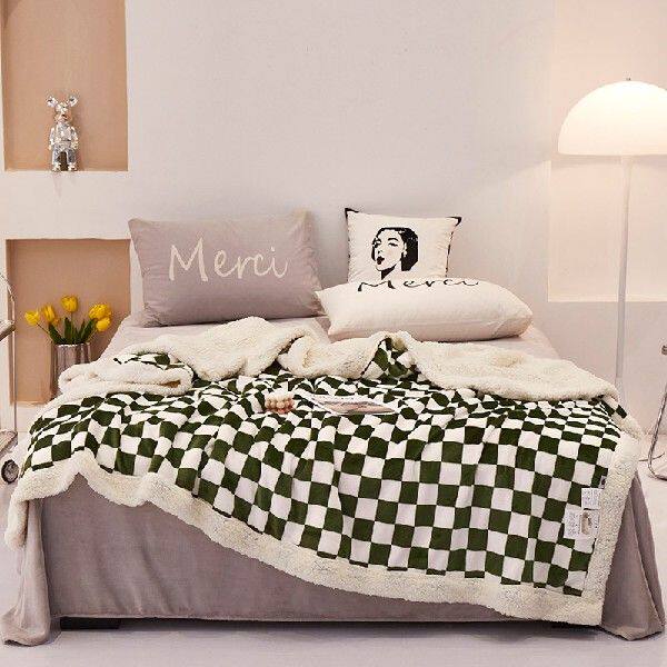 极速Simple Winter Thick Coral Fleece Blanket OfficeW Nap Spr