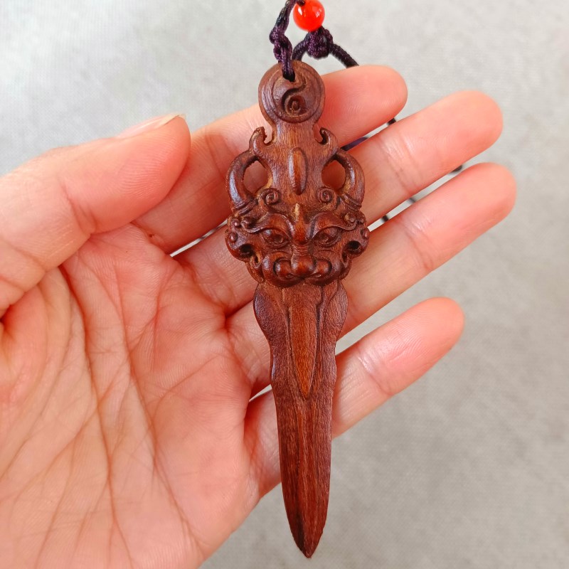 极速龙虎山雷击枣木剑吊坠v无事牌项链手串挂件摆件七星龙剑吊坠