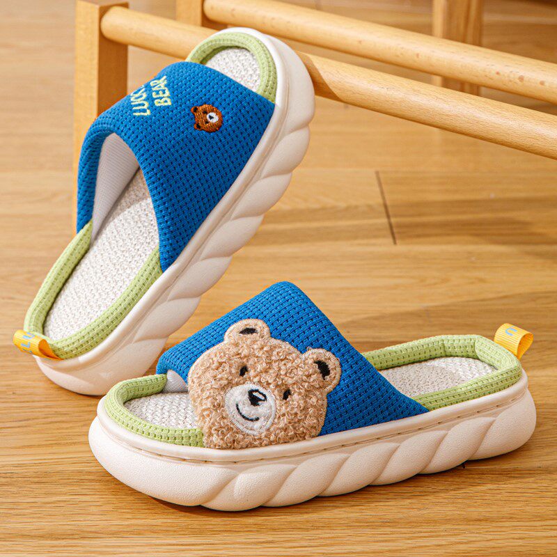 极速宝宝拖鞋男宝儿童恐龙t亚麻春秋男童女童居家防滑地板中大透