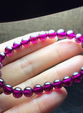 极速天然7毫米紫m牙乌石榴石手链 巴西料 颜色很紫 晶体透