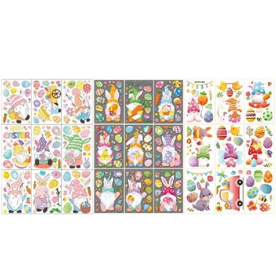 极速9pcs Easter Window Clings Easter Eggs Bunny GnoWme Wall