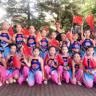 极速桃李杯扇花花开舞蹈演出服六B一儿童民族舞蹈表演服肚兜扇子