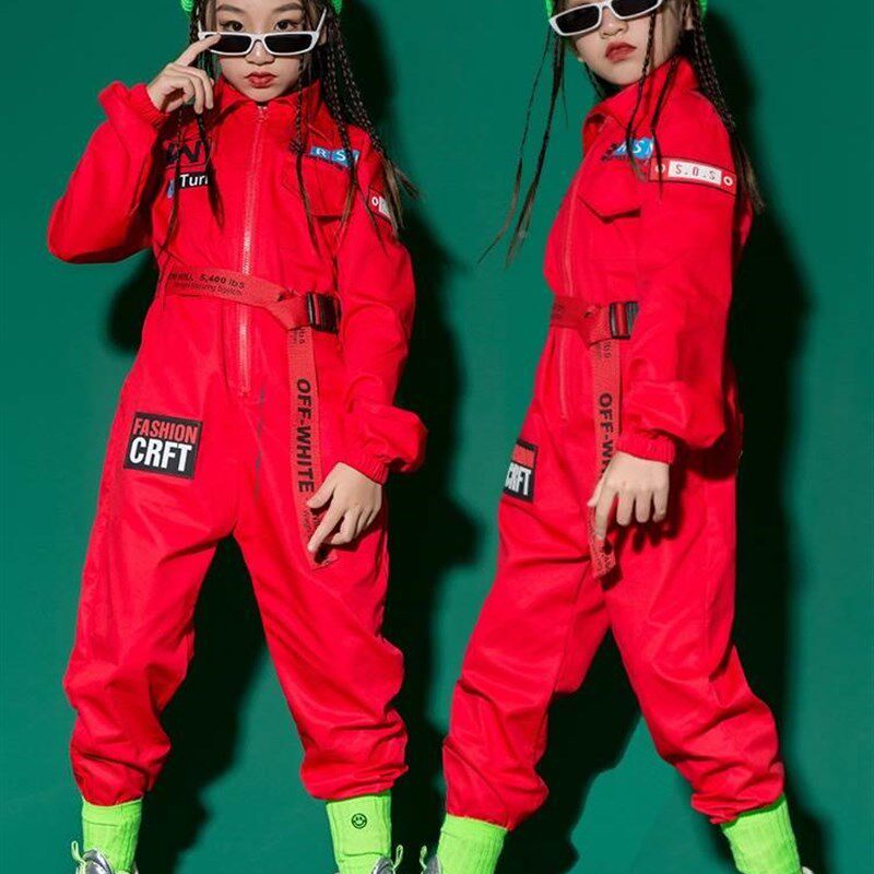 极速l儿童hiphop哈s街少舞套装男女童士连体工装爵儿模特走秀演嘻