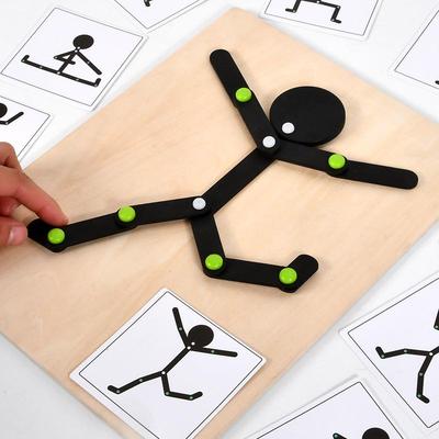 极速Montessori Adjustable WoodenC Man Puzzle with 24pcs Card