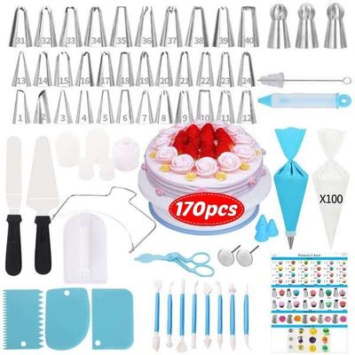 极速170PCS Cakej Turntable Kit Pastry Cake Decorating Suppli