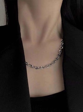 极速Simple titajnium steel hip hop clavicle necklace men wom