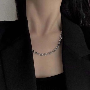 hip hop clavicle 极速Simple men steel necklace wom titajnium