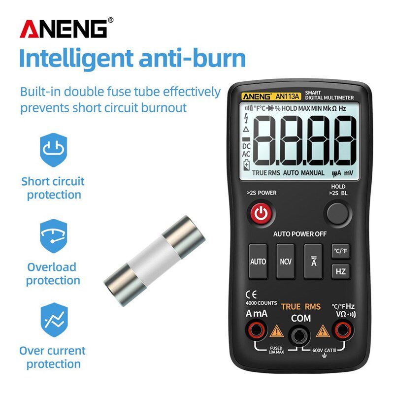 新品AN113A Digital Multitmeter True RMS with Temperature Tes