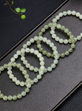 极速天然晴水和田玉圆珠手串 8MME 玉石手链 成色好 T471