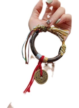 极速沉香手e镯 搭配纯铜山鬼花钱 山shen TY773