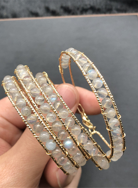 极速天然灰月光14K包金手镯手链 有L延长链 包邮 K125