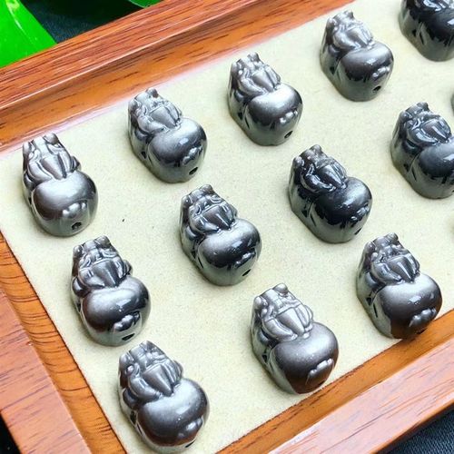 极速天然银曜f石貔貅通孔配件 DIY手串项链 规格18mm ZW138