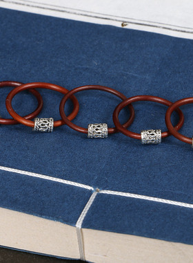 极速鸡血藤戒指男女单身情侣对戒复古风J素尾戒藏银手饰森系小指