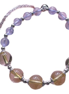 极速天然海蓝宝搭配黄水晶抽拉手链Y K241