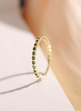 极速.rendy Fine 14k Reral Gold Emerald Opening Rings for Wom