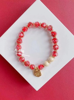 极速香灰瓷搭配切l片琉璃手串粉金棕蓝绿色五色原珠改编款设计现