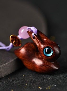 极速绿檀黑檀檀木小鹿汽车u钥匙扣挂件可爱小猫清新手机吊坠创意