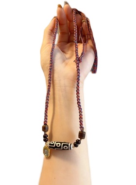 极速九眼天珠搭配沉香桶珠项链锁骨链 精品手工项链绳Y现货无吊牌