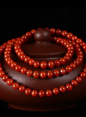 极速天然南d红玛瑙手链云南保山原石手链火焰纹柿子红手链男女手