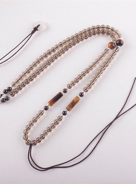 极速手工编织茶水晶珠链项链绳黄虎眼桶I珠吊坠配链玉器玉佛蜜蜡