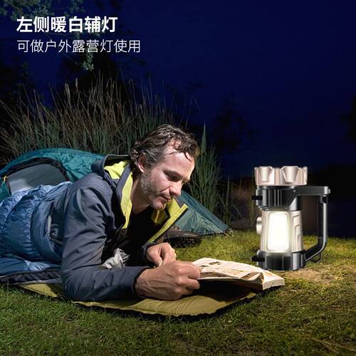 新品跨境户外大功率CoOB强光手提灯探照灯USB充电户外强光远射手
