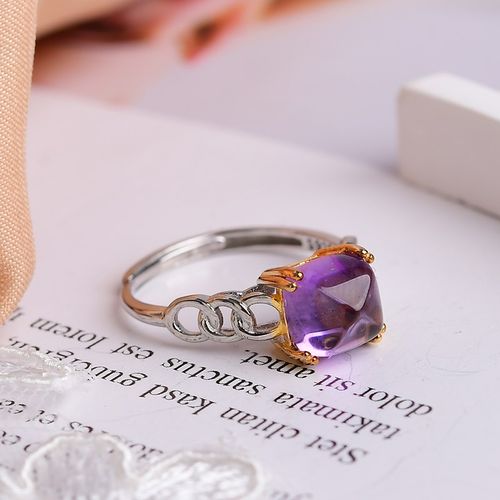 极速天然紫水晶糖塔纯银v戒指 活口镶嵌女款 Y2008
