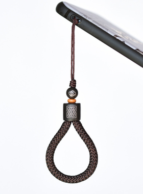 极速檀木手机挂绳男女手工编织指环扣短款创O意防丢钥匙扣挂件吊