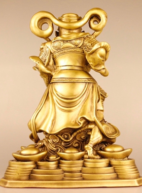 极速仿古a纯铜招财骑虎武财神神像铜像铜器工艺礼品摆饰赵公明铜