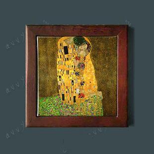 克里姆特吻与拥抱油画陶瓷画瓷板画瓷片画现代客厅装饰画墙画挂画
