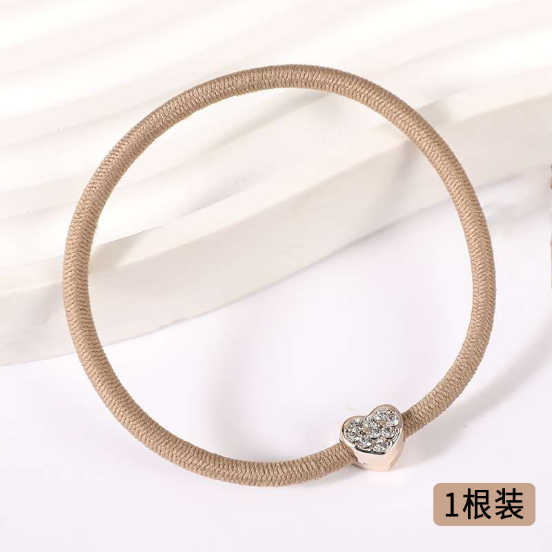 韩版网红细头绳高弹力成人发圈女简约百搭扎头发饰耐用橡发绳卡其