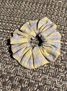 null的花园 黄色格子 韩ins发圈少女甜美发圈发饰大肠发圈