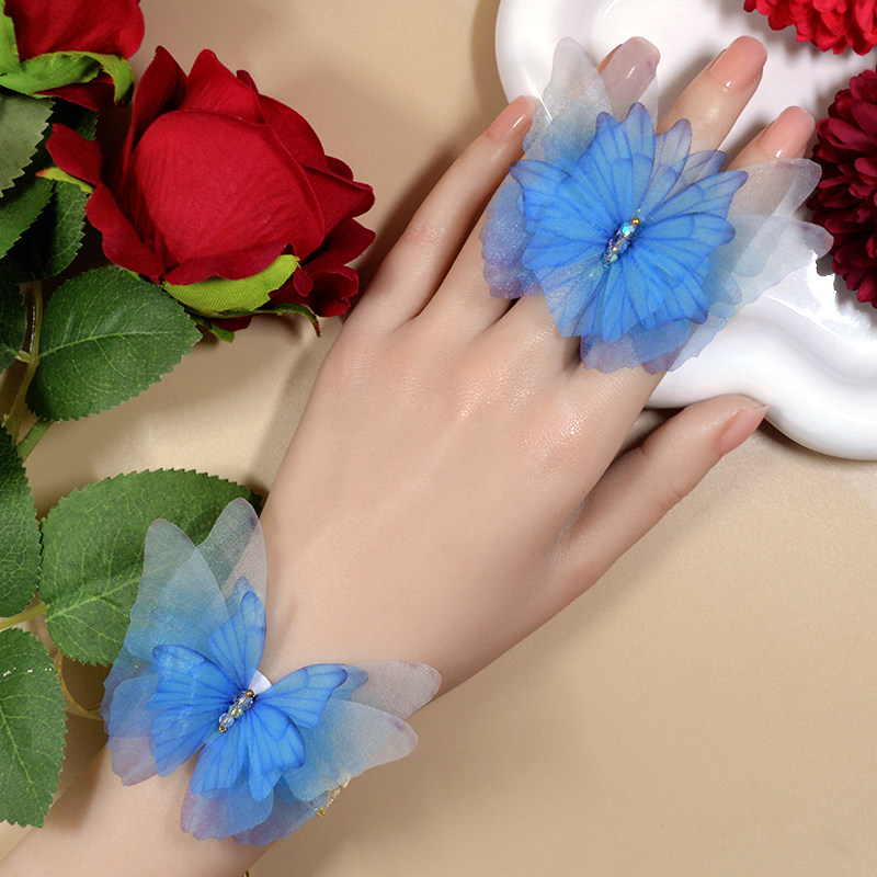 森系超仙气蓝蝴蝶手链汉服简约百搭手腕花森系手带原创设计手绳