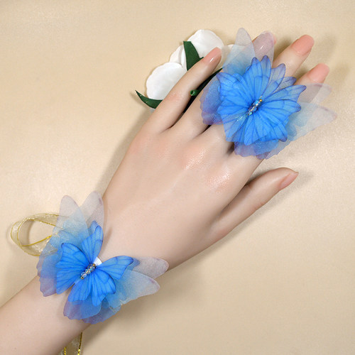 森系超仙气蓝蝴蝶手链汉服简约百搭手腕花森系手带原创设计手绳