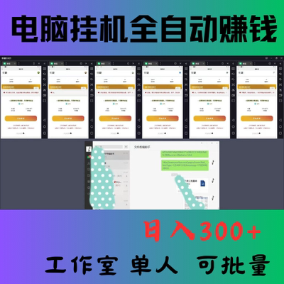 电脑挂机全自动项目日入300+脚本教程视频讲解副业赚钱在家可操作