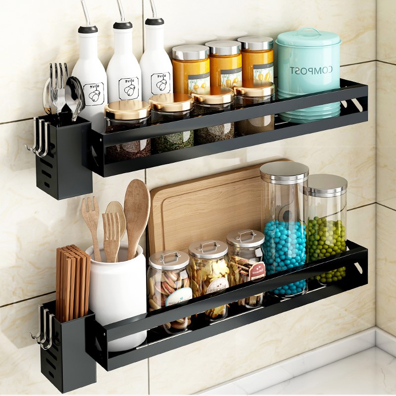 厨房置物架调料架壁挂式家用盐罐糖罐调料盒调料罐子收纳架免打孔