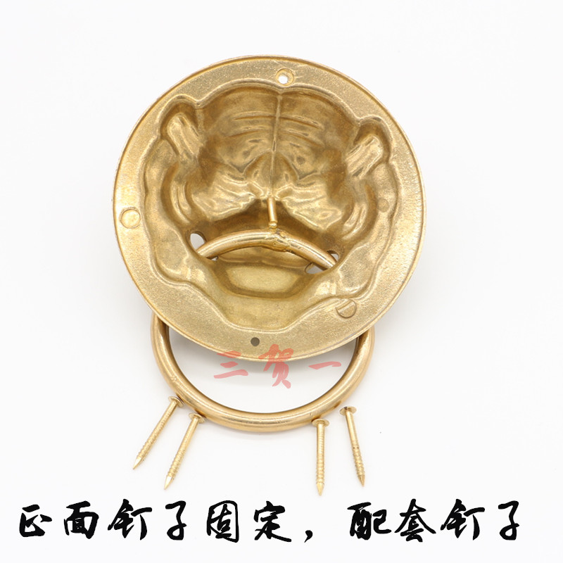 中式仿古纯铜大门狮子头拉手兽头门环别墅大院木门铜把手虎头拉环