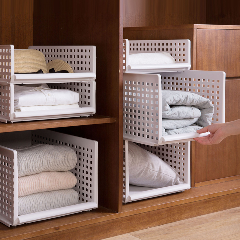 家用衣柜塑料收纳筐分层隔板抽屉式收纳神器宿舍柜子衣物整理架子