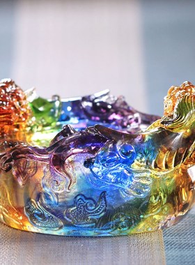琉璃貔貅聚宝盆风水招财摆件v办公室客厅桌面摆放聚财商务送礼存