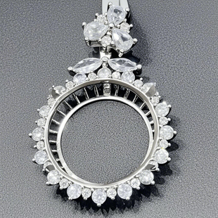 S925纯银圆形吊坠挂件空托男女款时尚百搭平安扣DIY镶嵌银托