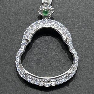 S925纯银豪华镶嵌佛公银托不掉色防过敏diy镶嵌翡翠玉石佛公银托