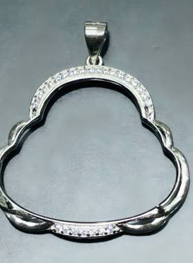 S925纯银简单款佛公银托多尺寸不掉钻佛公银托不褪色防过敏银托