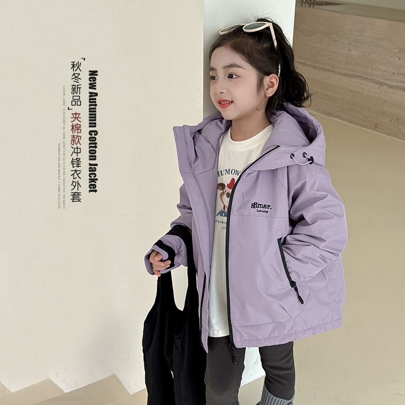 女童外套春秋款2025新款童装宝宝加厚风衣冬装衣服儿童夹棉冲锋衣
