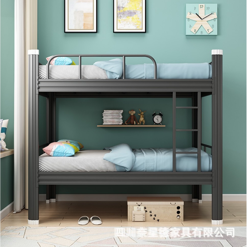 钢制双层铁床 宿舍员工床 加厚卡扣床卯榫结构高低床学生上下铺床