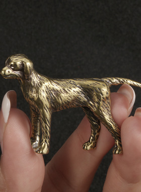 中华田园犬土狗黄铜摆件看门狗茶宠办公室装饰摆设铜雕工艺品收藏