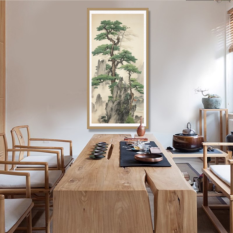 新中式山水风景十字绣2025新款客厅钻石画迎客S松树满钻大气点钻