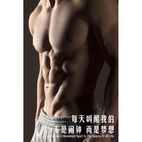 健身房墙面装饰励志海报装饰画健美美女马甲线肌肉贴画宿舍壁纸墙